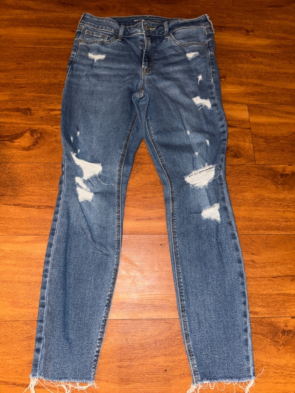 Old Navy Women's Ripped Skinny Jeans ROCKSTAR Blue Wash